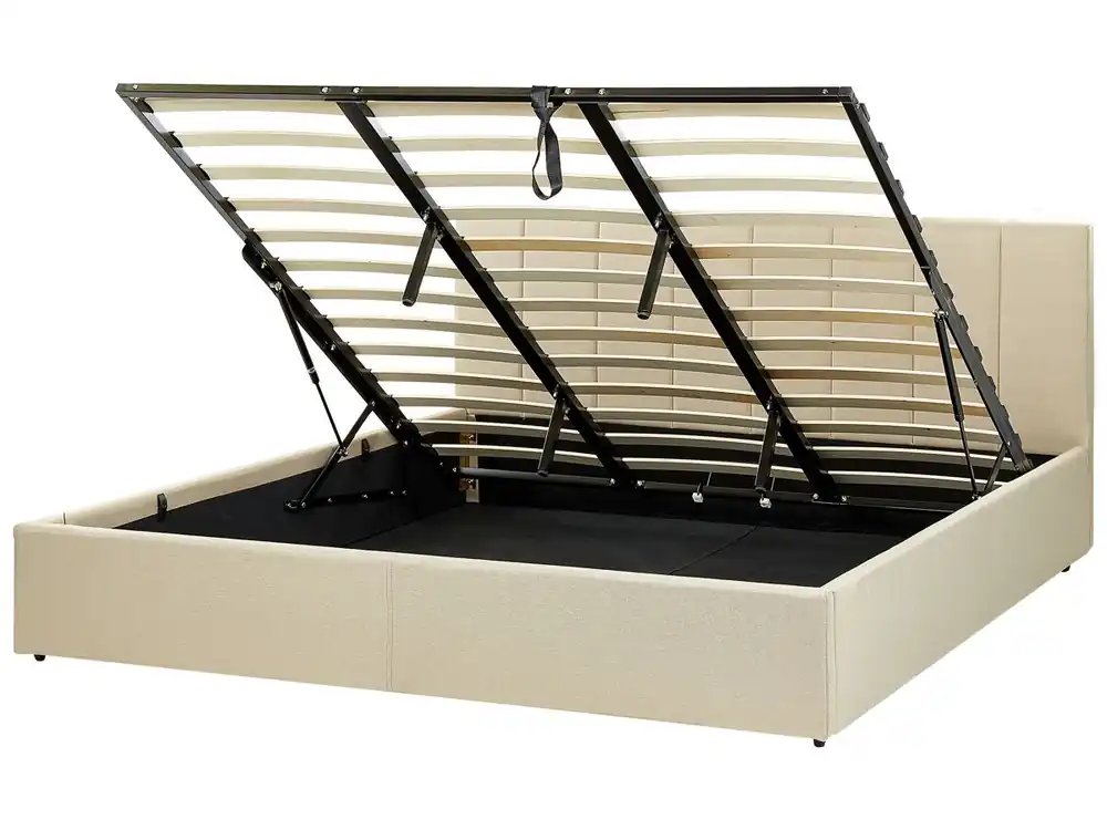 Cama con almacenaje Tela DREUX 180 x 200 cm Gris claro - Descanso