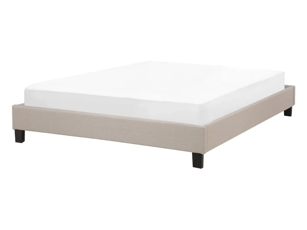 Cama sin cabecero Tela ROANNE 140 x 200 cm Beige - Descanso