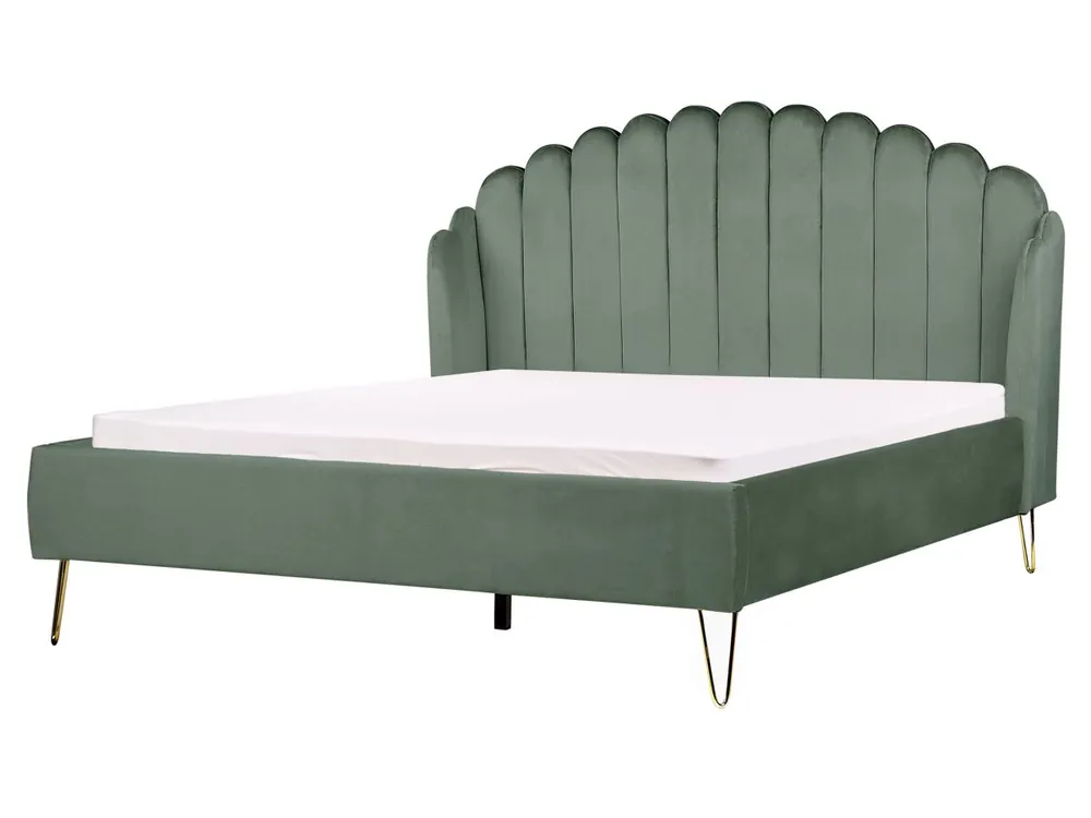 Cama Terciopelo AMBILLOU 160 x 200 cm Gris claro - Descanso