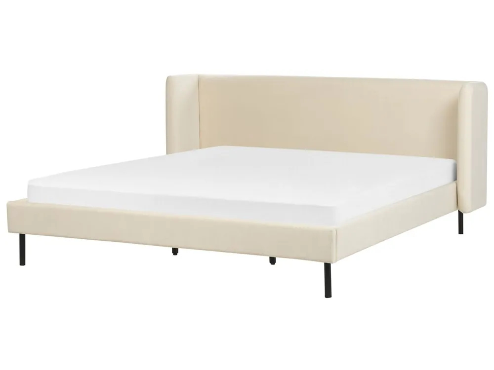 Cama Terciopelo ARETTE 180 x 200 cm Beige claro - Descanso