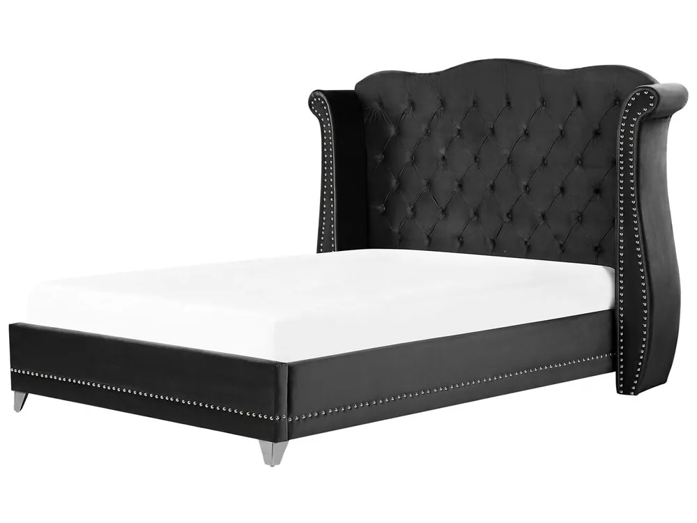 Cama Terciopelo AYETTE 180 x 200 cm Gris pardo - Descanso