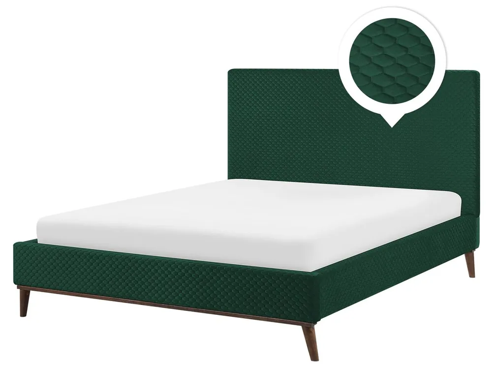 Cama Terciopelo BAYONNE 160 x 200 cm Verde oscuro - Descanso