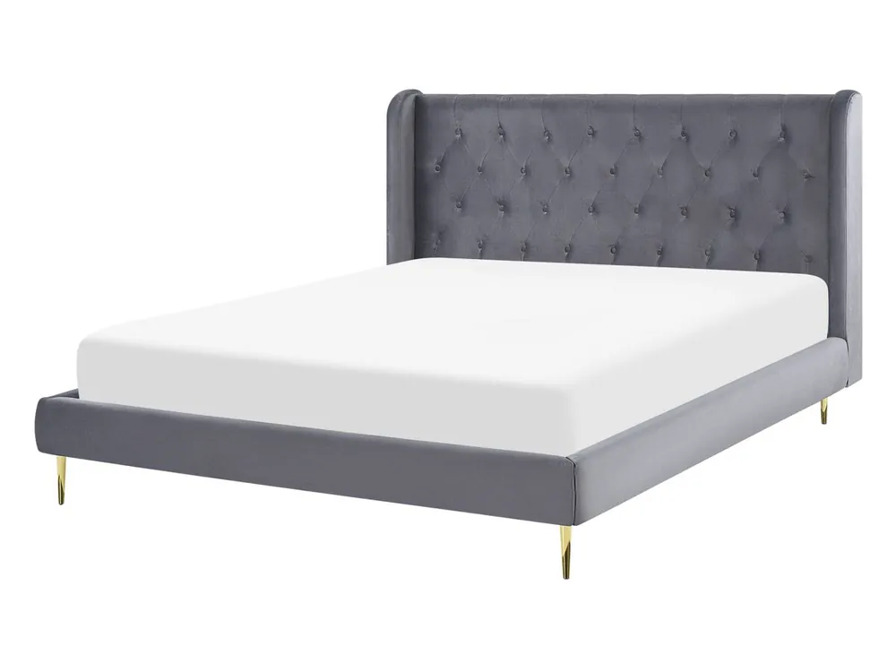 Cama Terciopelo FORBACH 140 x 200 cm Gris - Descanso