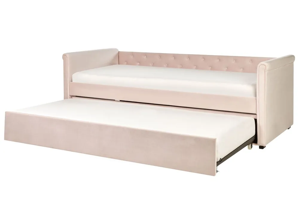 Cama nido Terciopelo LIBOURNE 90 x 200 cm Rosa pastel - Descanso
