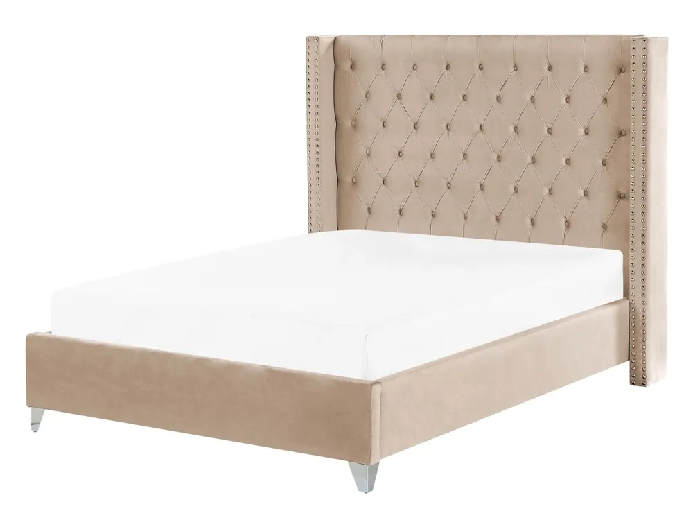 Cama Terciopelo LUBBON 140 x 200 cm Beige - Descanso