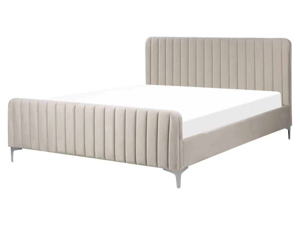 Cama Terciopelo LUNAN 160 x 200 cm Beige claro - Descanso