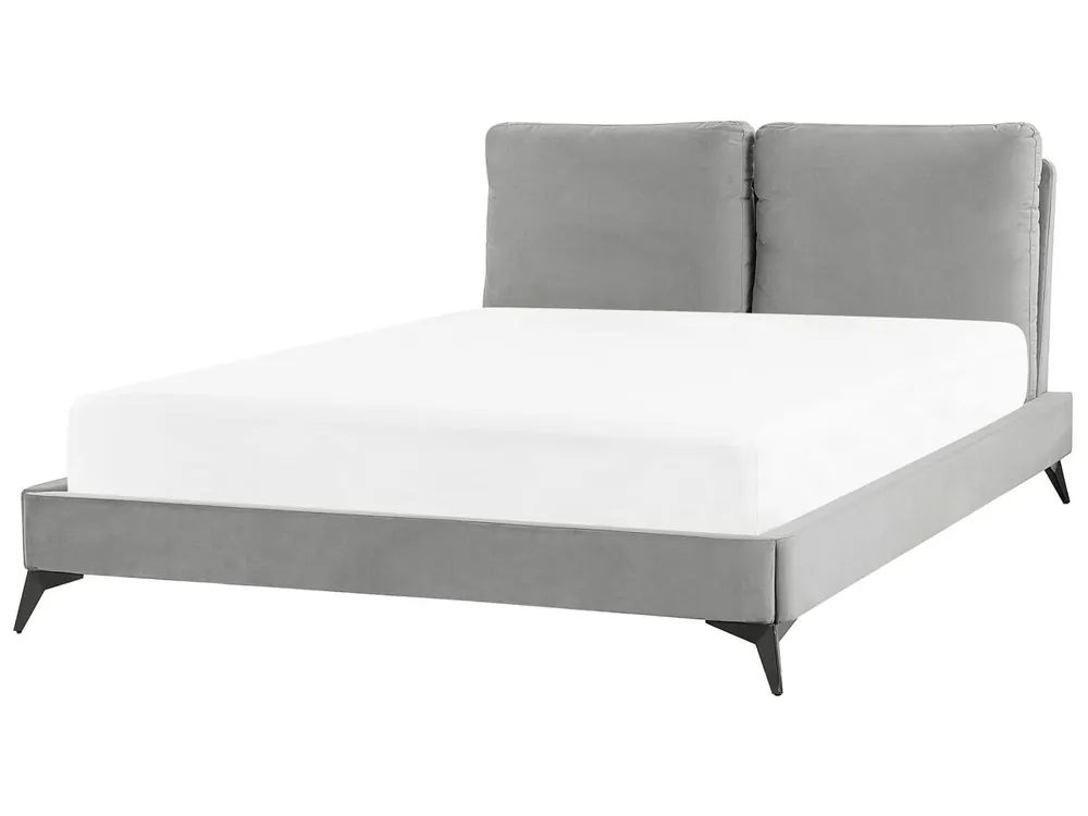Cama Terciopelo MELLE 140 x 200 cm Gris - Descanso