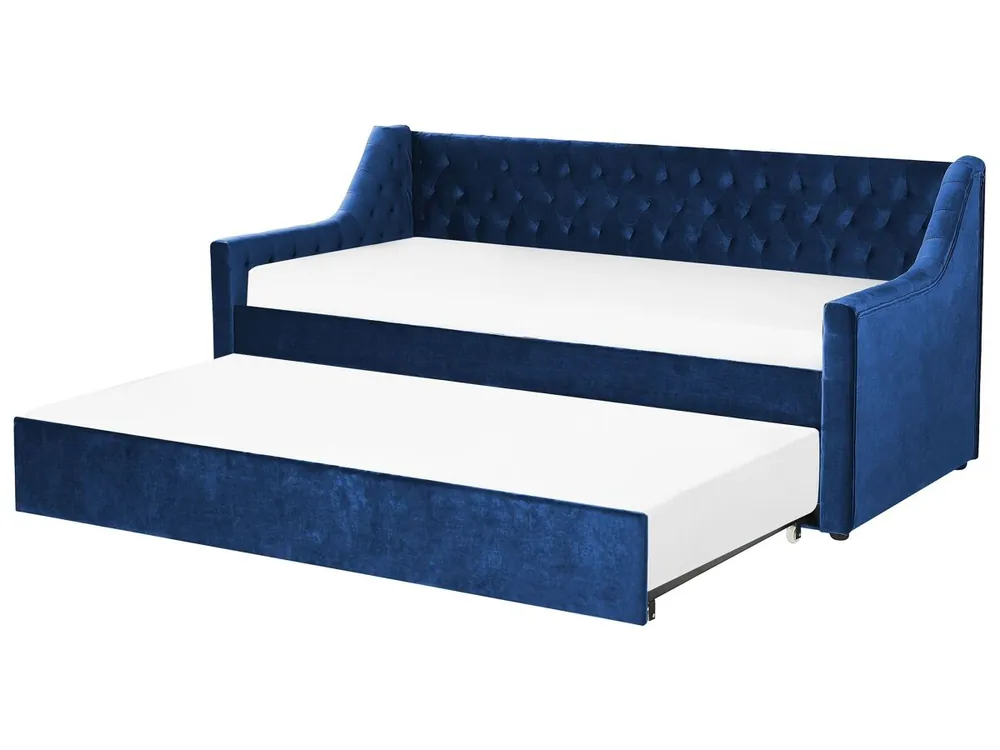 Cama nido Terciopelo MONTARGIS 90 x 200 cm Azul marino - Descanso
