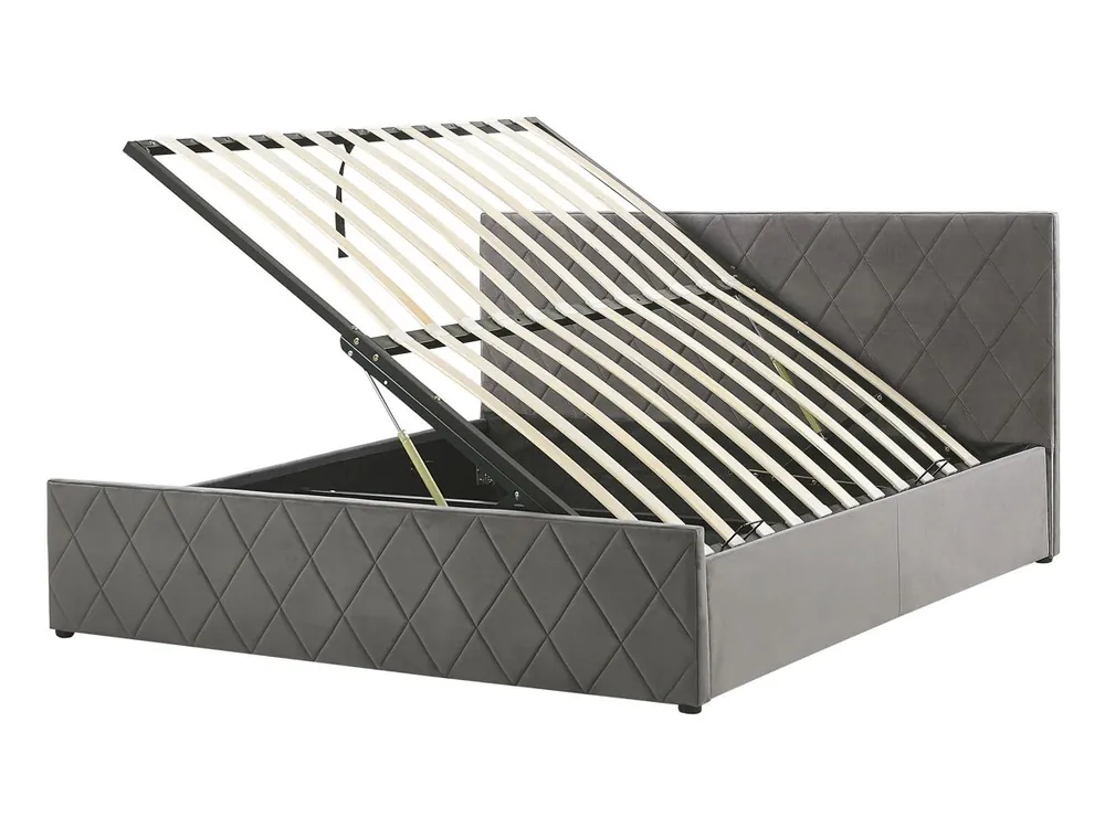 Cama con almacenaje Terciopelo ROCHEFORT 140 x 200 cm Gris - Descanso