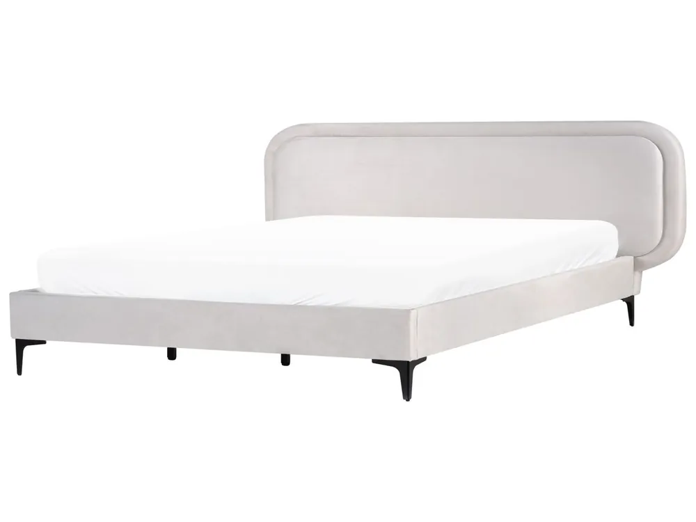 Cama Terciopelo SUZETTE 180 x 200 cm Gris claro - Descanso