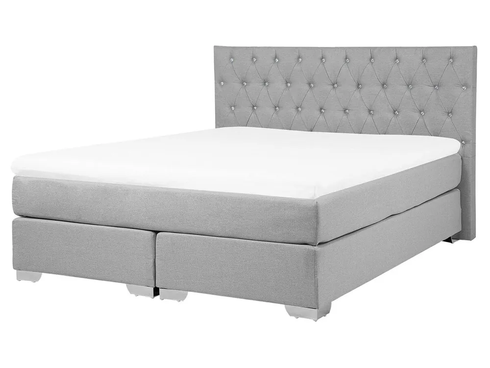 Cama continental Tela DUCHESS 160 x 200 cm Gris claro - Descanso