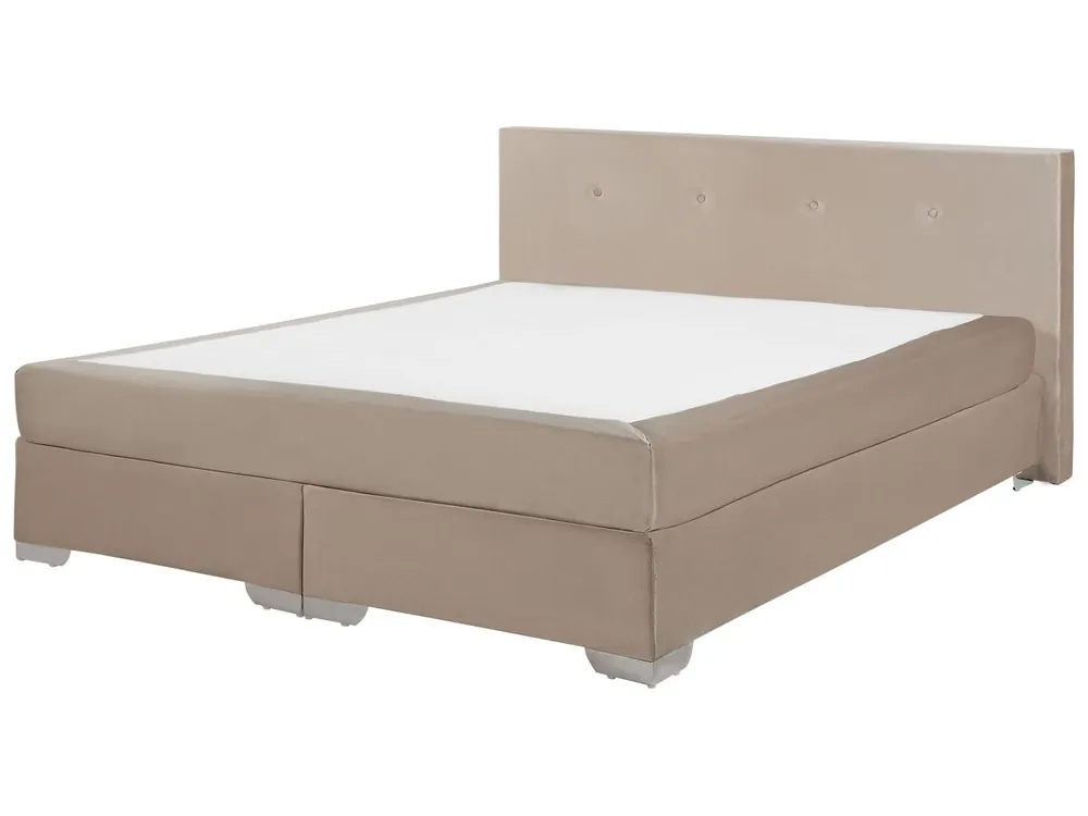Cama continental Terciopelo CONSUL 180 x 200 cm Beige claro - Descanso