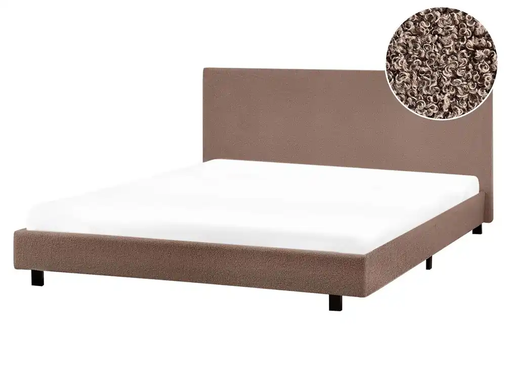 Cama de agua Bouclé ALBI 160 x 200 cm Beige - Descanso
