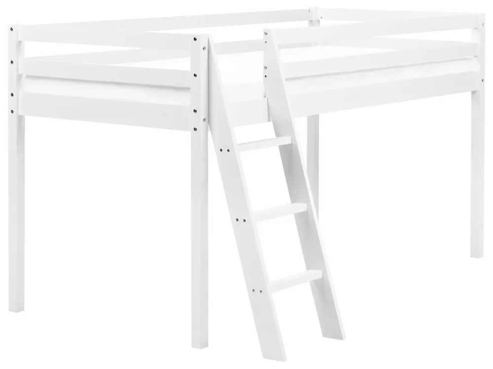 Cama de media altura Madera de pino ASCOUX 90 x 200 cm Blanco - Descanso