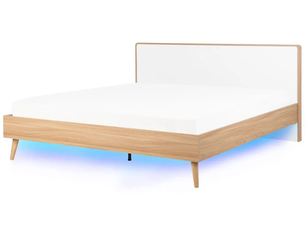 Cama LED SERRIS 180 x 200 cm Marrón claro - Descanso