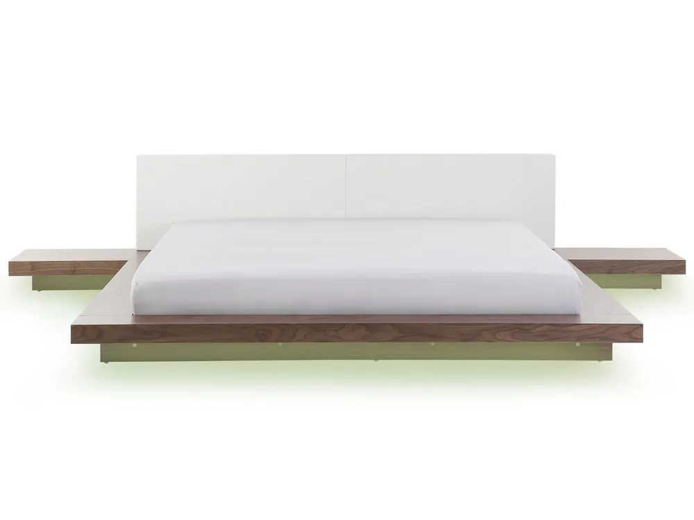 Cama LED ZEN 180 x 200 cm Fresno marrón - Descanso