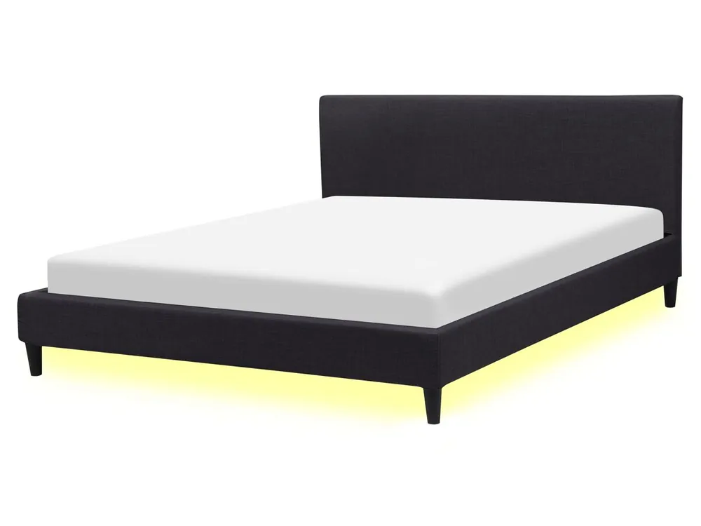 Cama LED Tela FITOU 160 x 200 cm Gris claro - Descanso