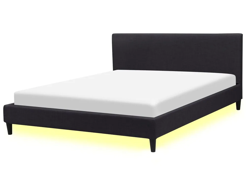 Cama LED Tela FITOU 180 x 200 cm Negro - Descanso