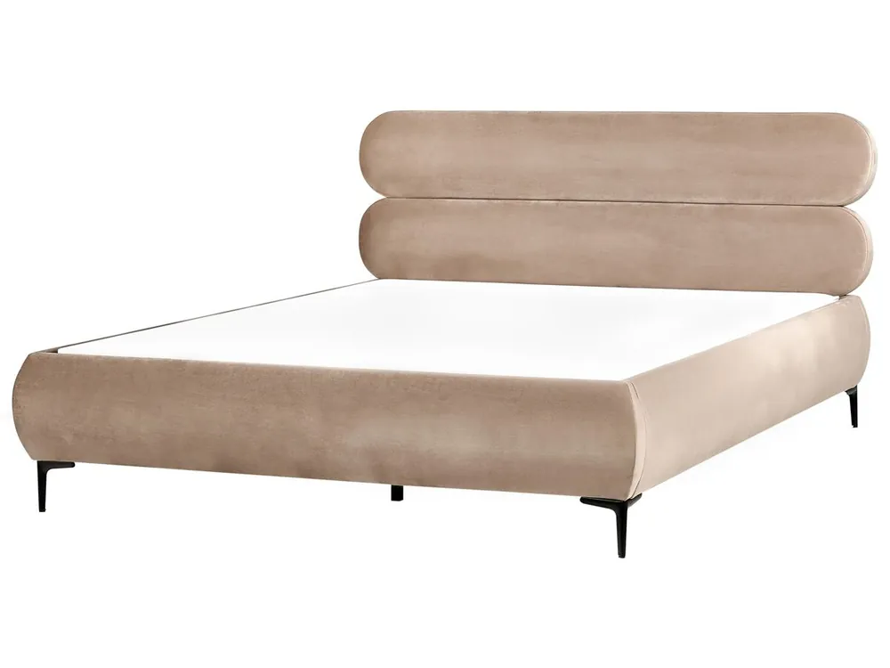 Cama Terciopelo LESSAY 180 x 200 cm Gris pardo - Descanso