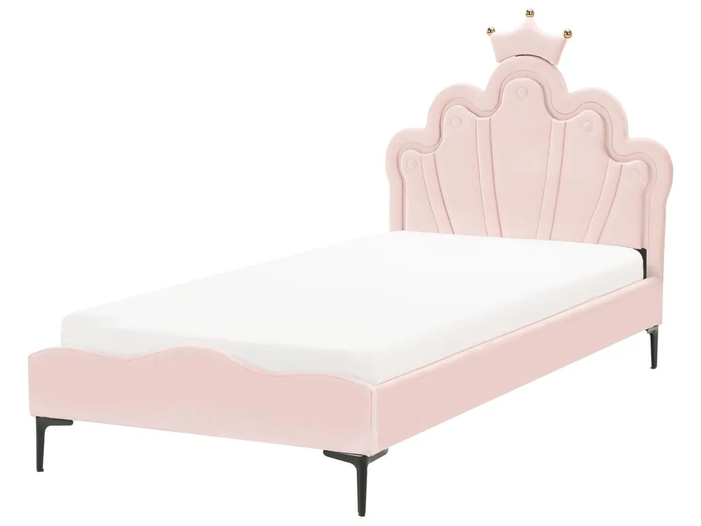 Cama infantil Corona Terciopelo RUBIAN 90 x 200 cm con luces LED Blanco - Descanso