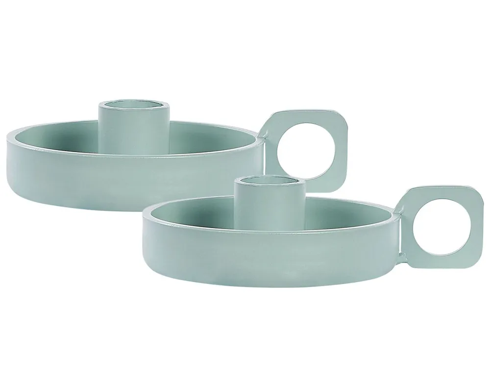 Conjunto de 2 candeleros CHORIO Metal 4 cm Verde menta - Decoración