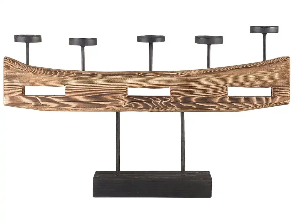 Candelero GUATEMALA Madera de pino 36 cm Marrón - Decoración
