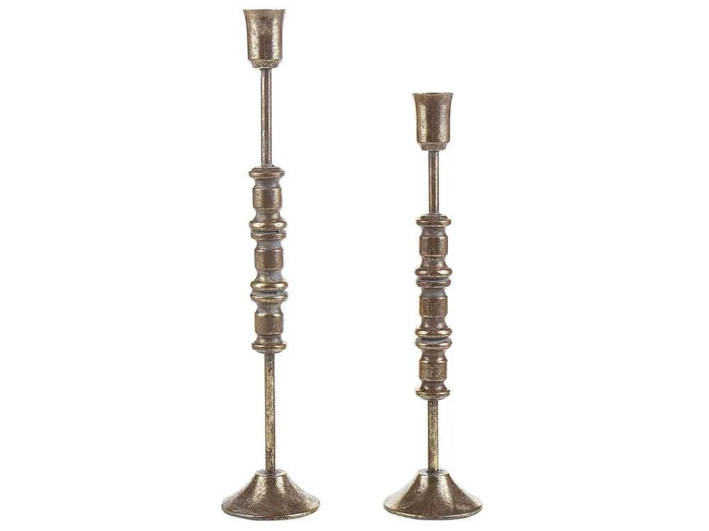 Conjunto de 2 candeleros SALAMINA Metal 63/49 cm Dorado - Decoración