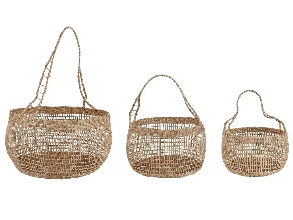 Conjunto de 3 cestas ARAPAIMA Algas marinas Natural - Decoración