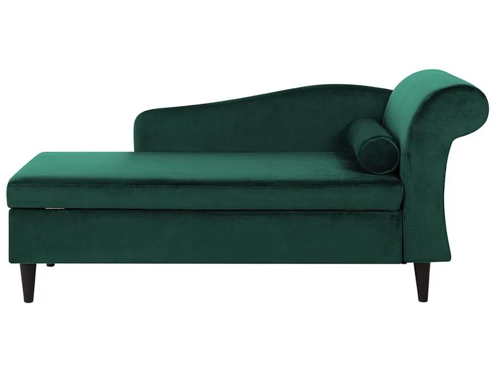 Chaise longue derecho LUIRO Terciopelo Verde oscuro con almacenaje - Sofás sillones puffs
