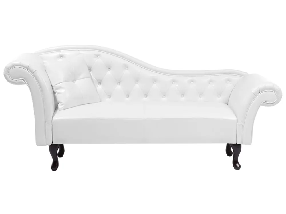 Chaise longue izquierdo LATTES Piel sintética Blanco - Sofás sillones puffs