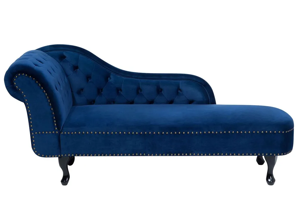 Chaise longue izquierdo NIMES Terciopelo Azul marino - Sofás sillones puffs
