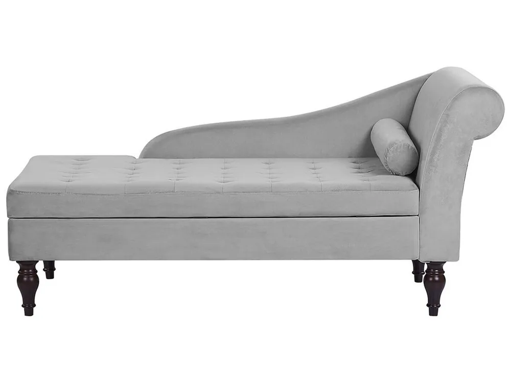 Chaise longue derecho PESSAC Terciopelo Gris claro con almacenaje - Sofás sillones puffs