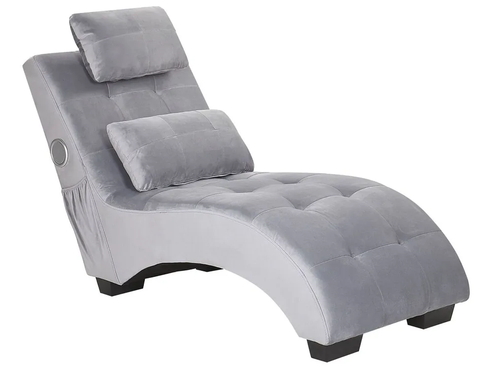 Chaise longue SIMORRE Terciopelo Gris con altavoz Bluetooth integrado - Sofás sillones puffs