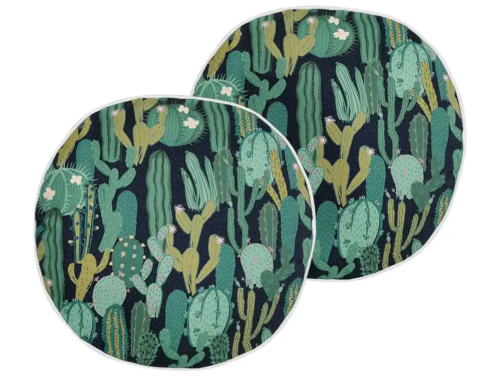 Conjunto de 2 cojines de exterior BUSSANA Patrón de plantas 40 x 40 cm Verde - Textil