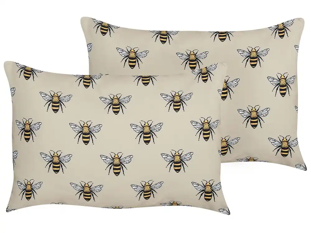 Conjunto de 2 cojines de exterior CANNETO Patrón animal 40 x 60 cm Beige - Textil