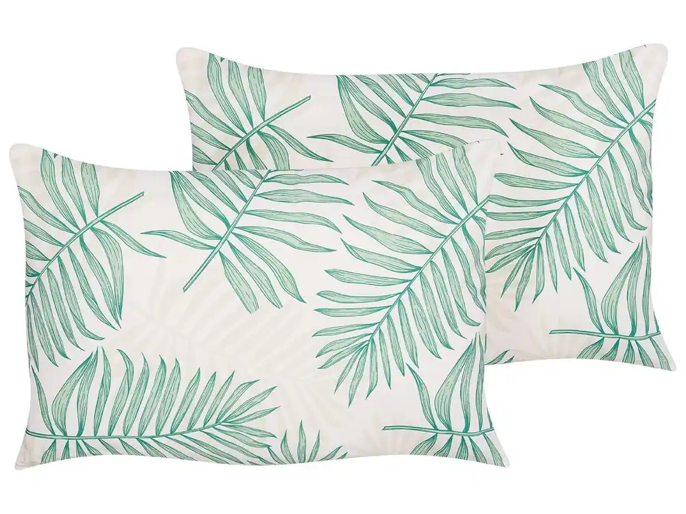 Conjunto de 2 cojines de exterior POGGIO Patrón de plantas 40 x 60 cm Verde - Textil