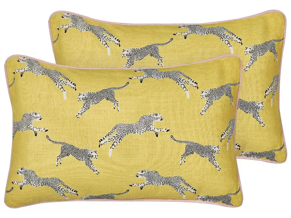 Conjunto de 2 cojines decorativos ARALES Algodón 30 x 50 cm Gris claro Patrón animal - Textil