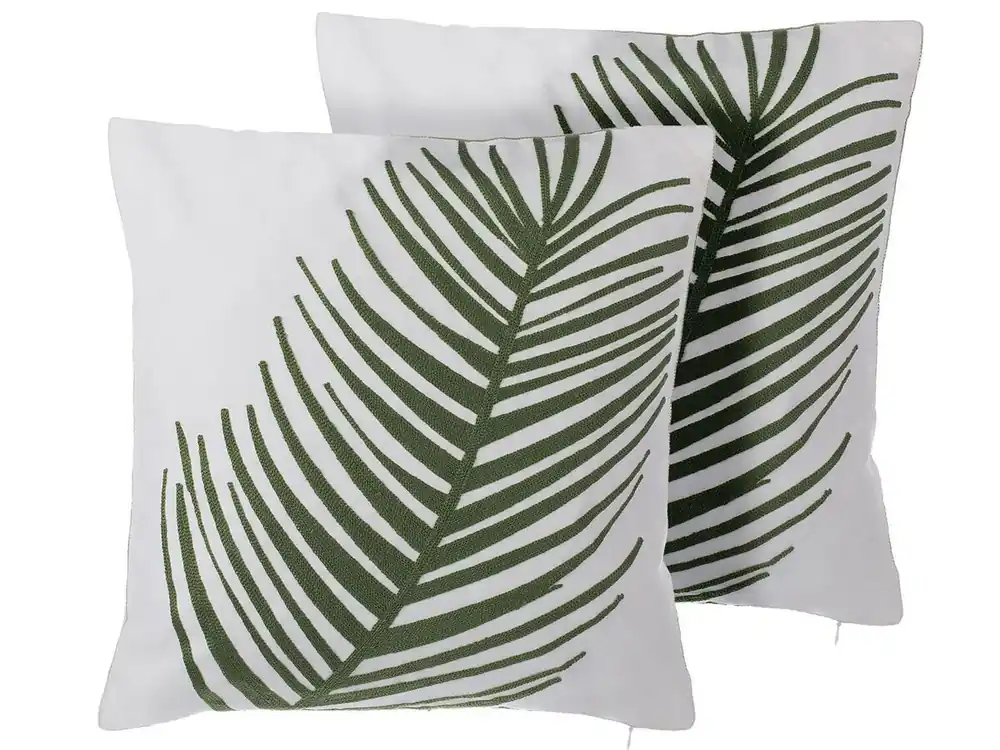 Conjunto de 2 cojines decorativos AZAMI Algodón 45 x 45 cm Verde oscuro Patrón de plantas - Textil