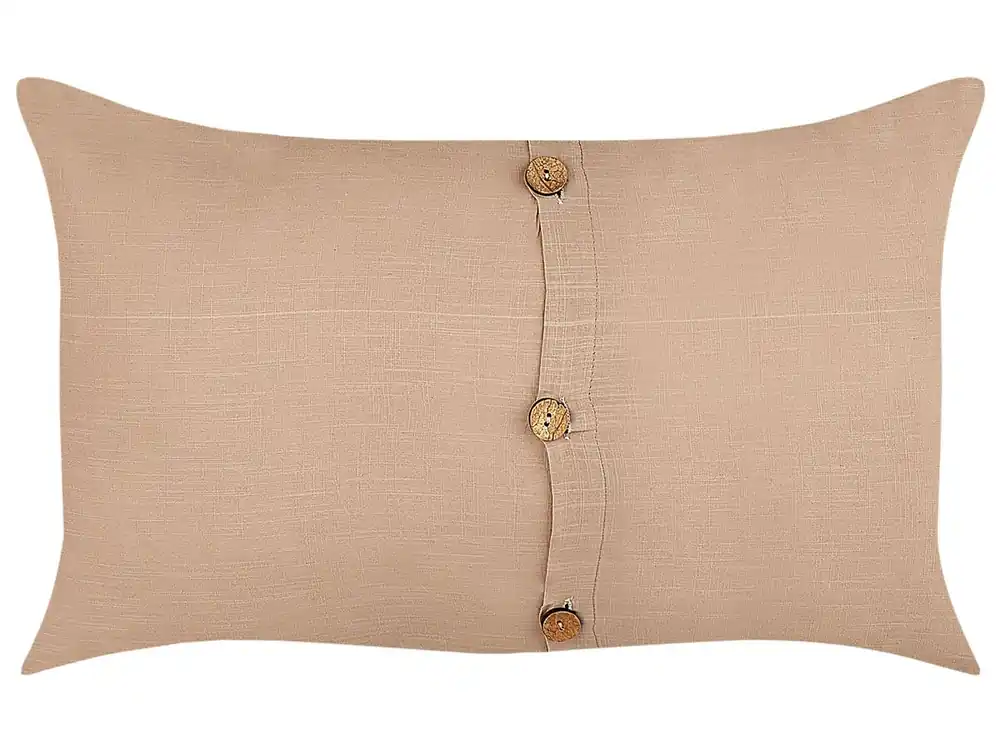 Conjunto de 2 cojines decorativos BANORI Lino 30 x 50 cm Beige Liso - Textil