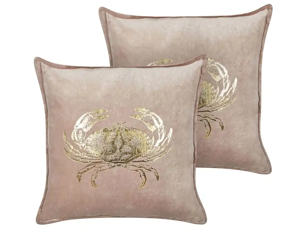 Conjunto de 2 cojines decorativos BOSSIELLA Algodón 45 x 45 cm Gris pardo Patrón animal - Textil