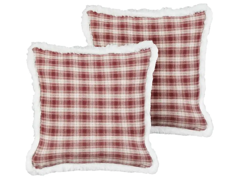 Conjunto de 2 cojines decorativos BROOKIES 45 x 45 cm Rojo oscuro Patrón navideño - Textil