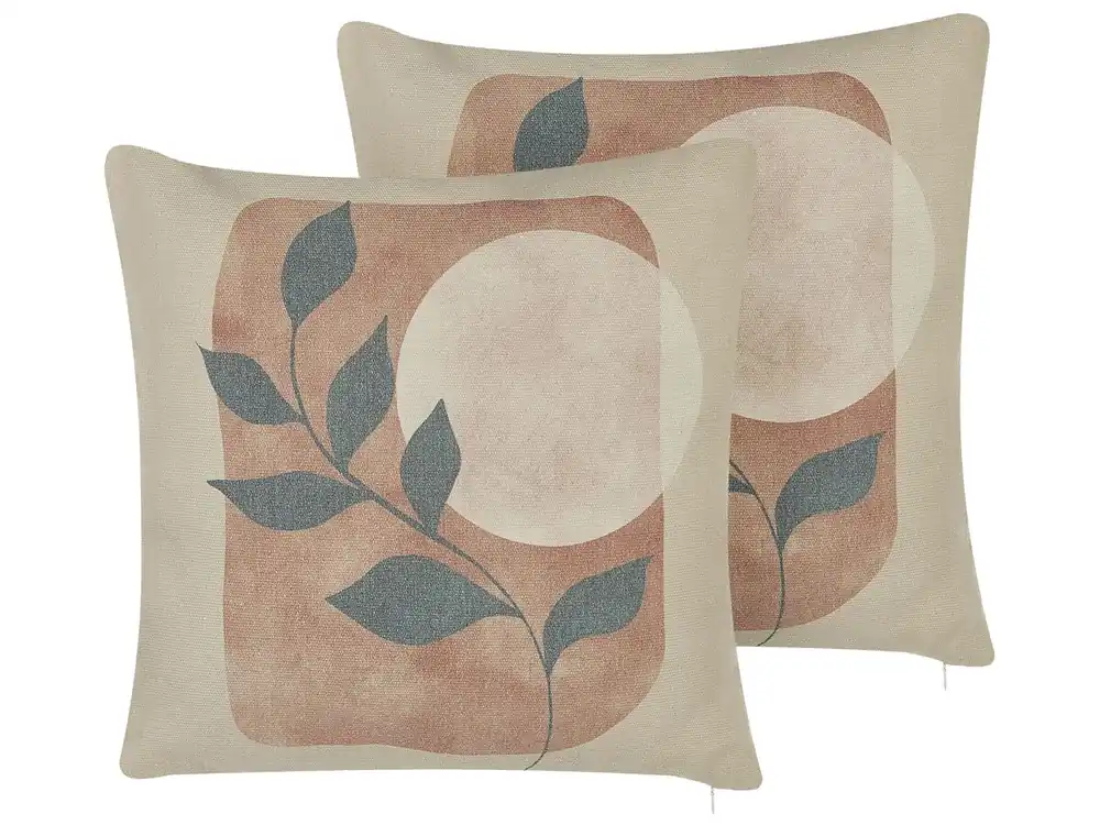 Conjunto de 2 cojines decorativos CALLIOPSIS 45 x 45 cm Blanco Patrón abstracto - Textil
