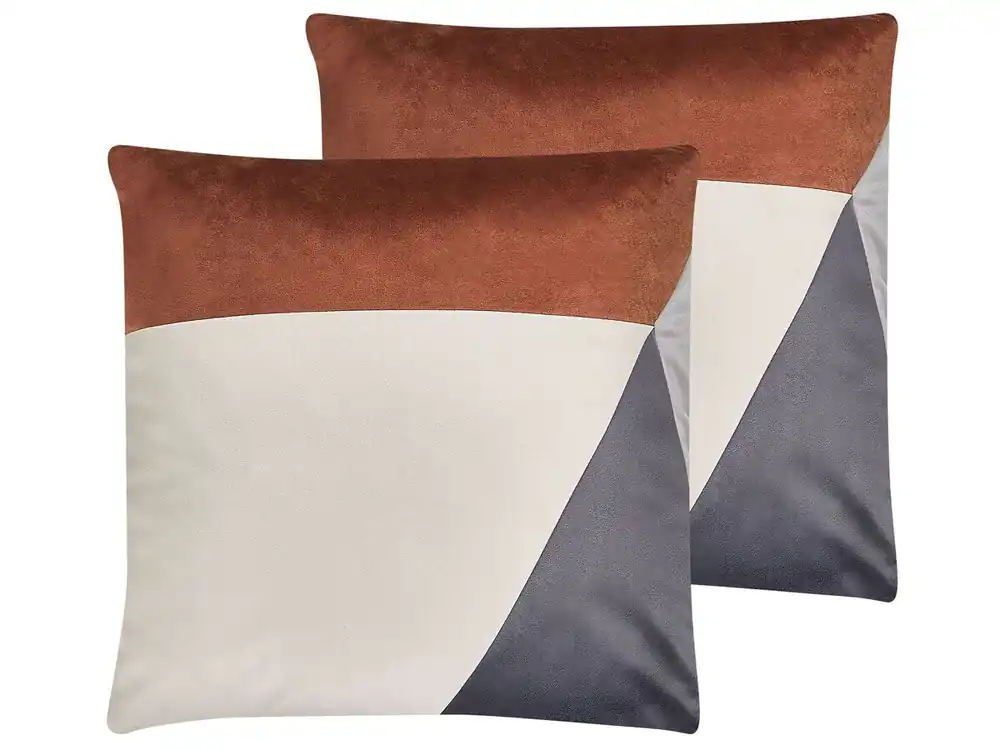 Conjunto de 2 cojines decorativos CAMPSIS Terciopelo 45 x 45 cm Multicolor Patrón geométrico - Textil