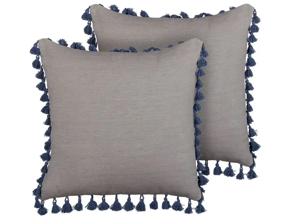Conjunto de 2 cojines decorativos CARPINUS Lino 45 x 45 cm Gris Liso - Textil