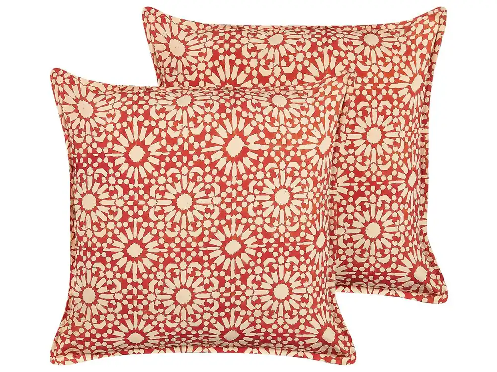 Conjunto de 2 cojines decorativos CEIBA Algodón 45 x 45 cm Beige Patrón geométrico - Textil
