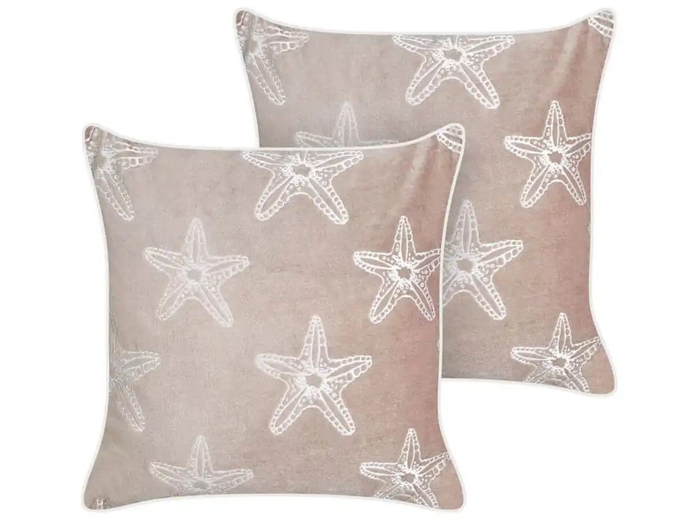 Conjunto de 2 cojines decorativos CERAMIUM Terciopelo 45 x 45 cm Rosa pastel Patrón floral - Textil