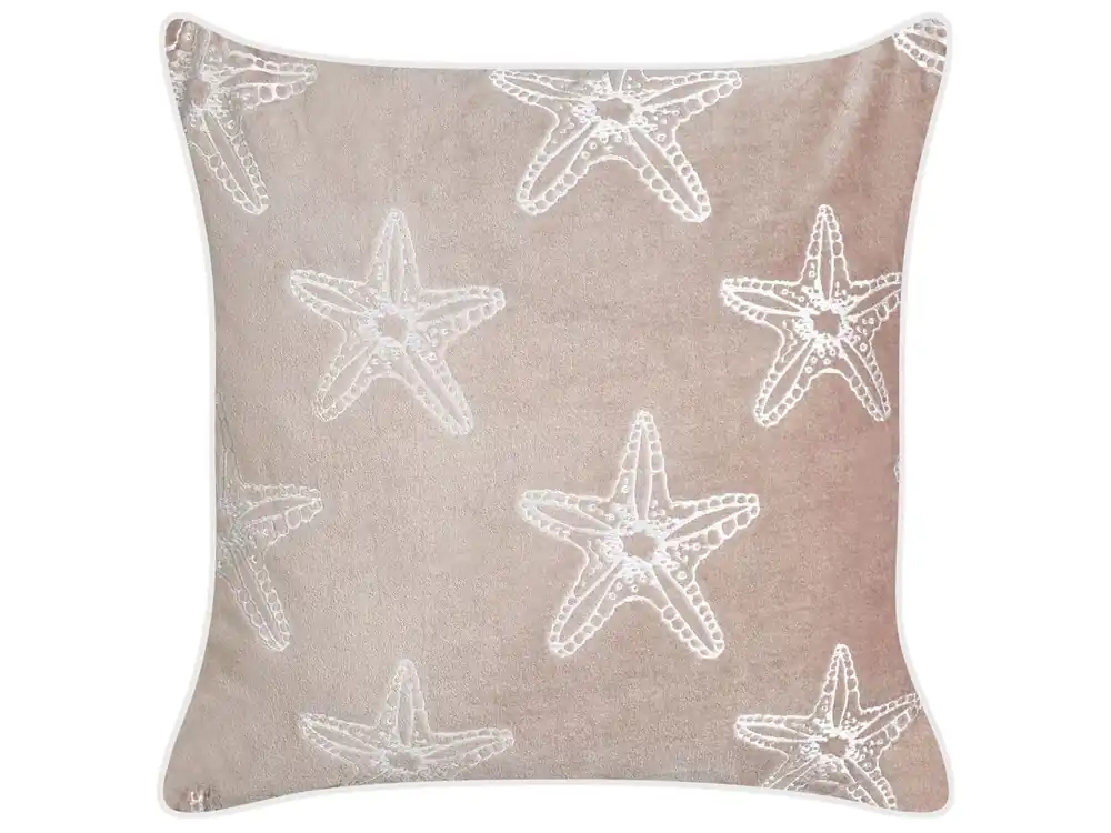 Cojín decorativo CERAMIUM Terciopelo 45 x 45 cm Rosa pastel Patrón floral - Textil