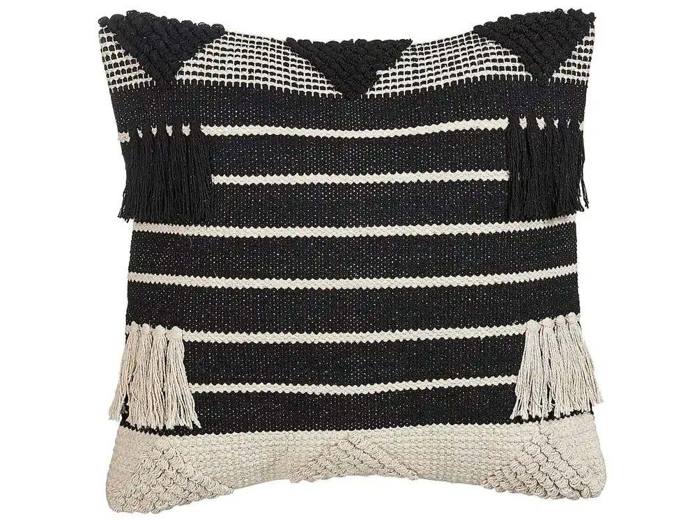 Cojín decorativo CHITTOOR Algodón 50 x 50 cm Negro Patrón geométrico - Textil