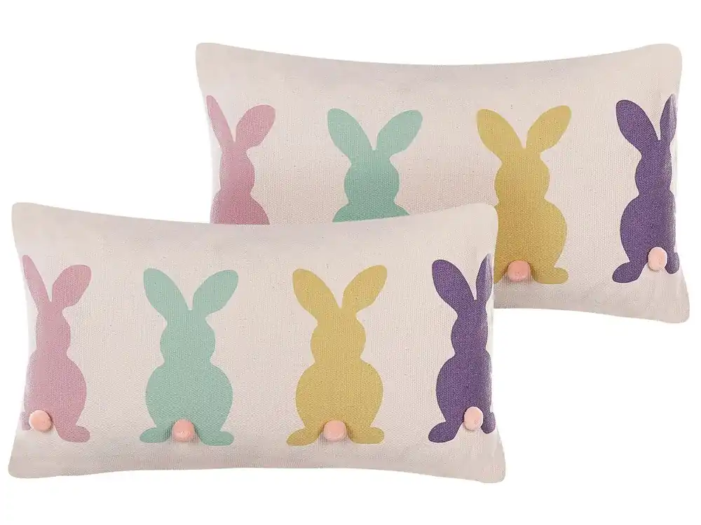 Conjunto de 2 cojines decorativos CLUSIA 30 x 50 cm Beige - Textil