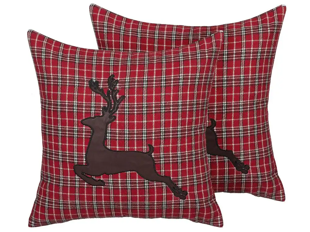 Conjunto de 2 cojines decorativos COMET 45 x 45 cm Rojo oscuro Patrón navideño - Textil